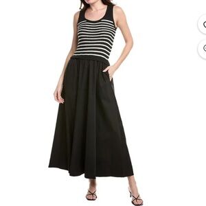 Taylor Women's Striped Black Maxi Dress w/ pockets size Medium NWT